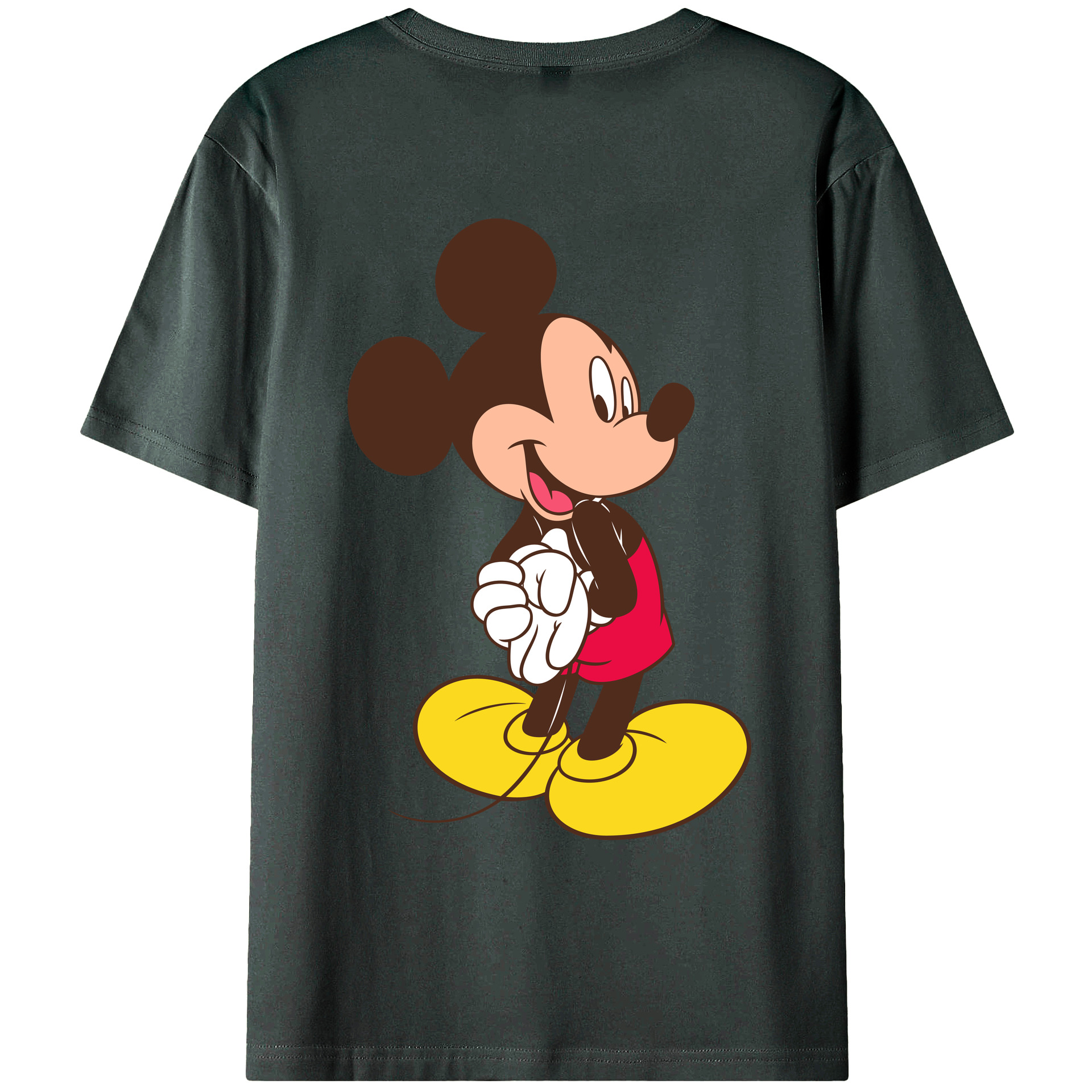 ミッキーマウス Mickey Mouse 綿100％ メンズ半袖Tシャツ（バックプリント） 通気性